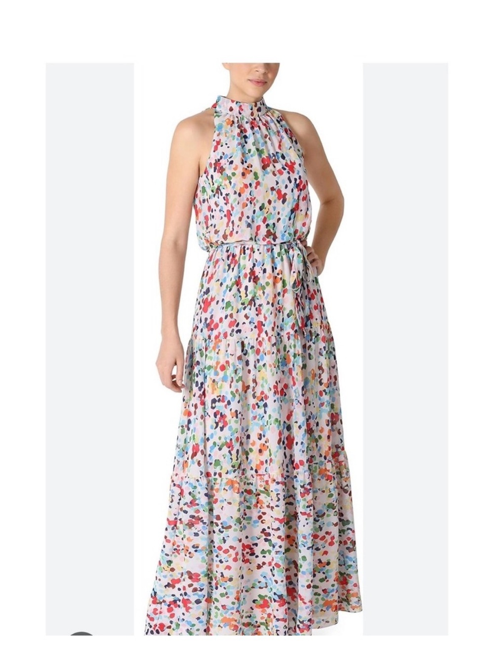 Julia Jordan Halter Maxi Dress with Multicolor Confetti print